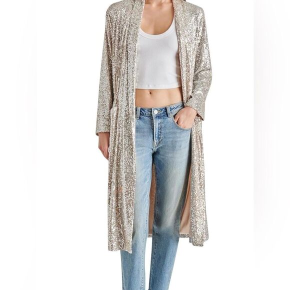BB Dakota Steve Madden silver sequin duster size XS NWT - Picture 1 of 12